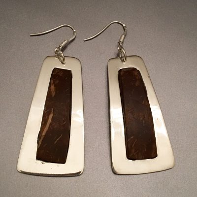 00139 Boucles d’oreilles argent 925 et noix de coco
