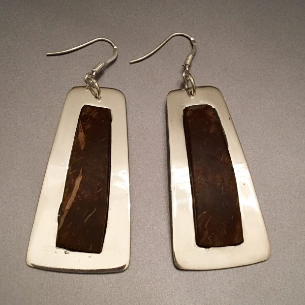 00139 Boucles d’oreilles argent 925 et noix de coco