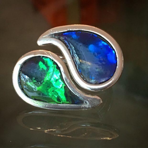 00230 Bague argent 925 et résine opalescente