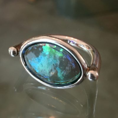 00231 Bague argent 925 et résine opalescente