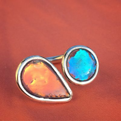 00238 Bague argent 925 et résine opalescente