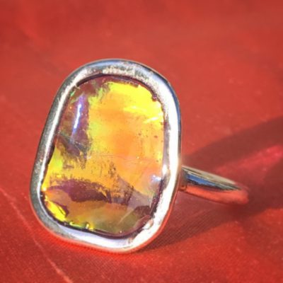 00257 Bague argent 925 et résine opalescente