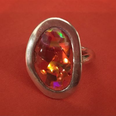 00269 Bague argent 925 et résine opalescente