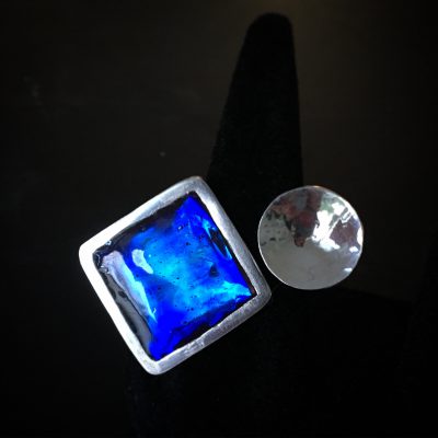 00319 Bague argent 925 et résine opalescente