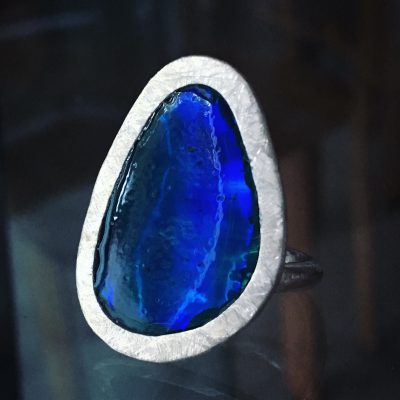 00346 Bague argent 925 et résine opalescente