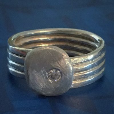 00379 Bague argent 925 et zirconium