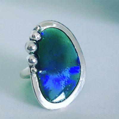 406 Bague argent 925 et résine opalescente