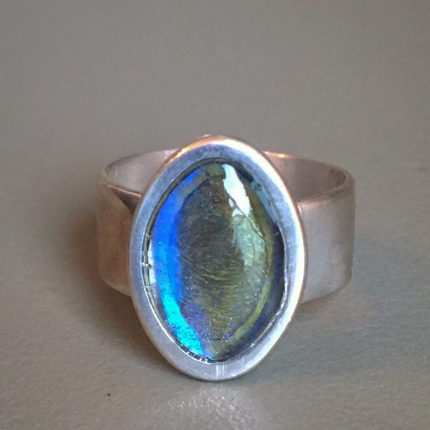 416 Bague argent 925 et résine opalescente