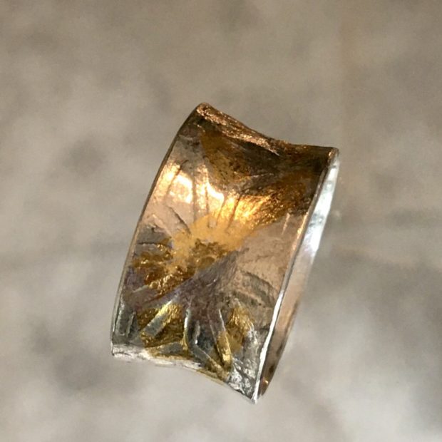 468 Bague argent 925 et feuille d’or