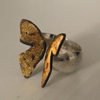 478 Bague argent 925 et feuille d’or