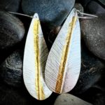 573 Boucles d’oreilles argent 925 et feuille d’or