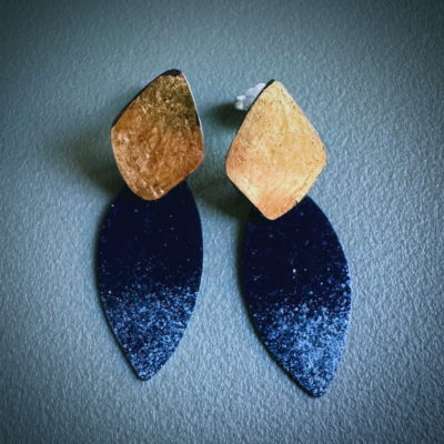 577 boucles d’oreilles argent 925 et feuille d’or